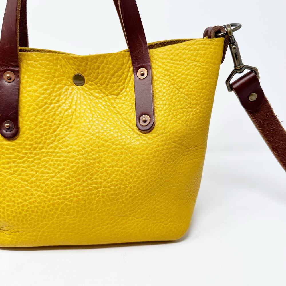 Go Forth Goods Avery Golden Sun Leather Crossbody Tote Handmade USA Quiet Luxury - Picture 4 of 10